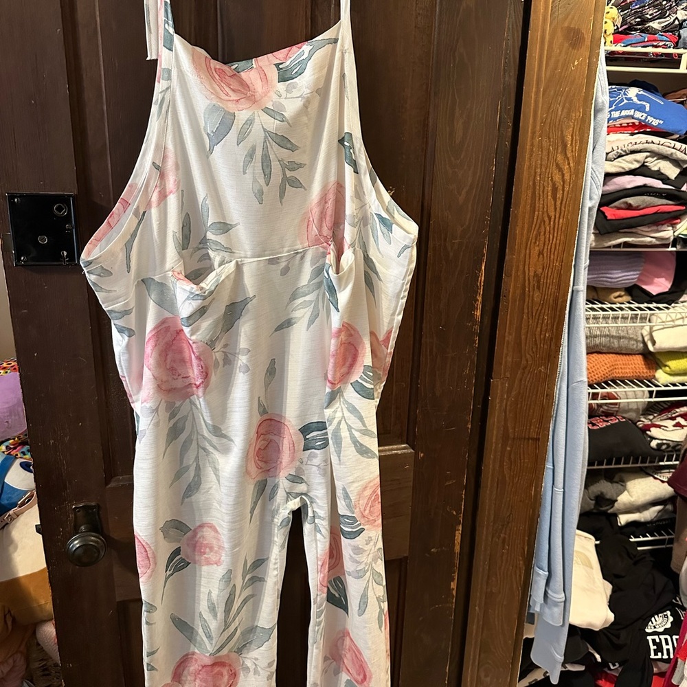 Floral Jumpsuit with Pink Roses